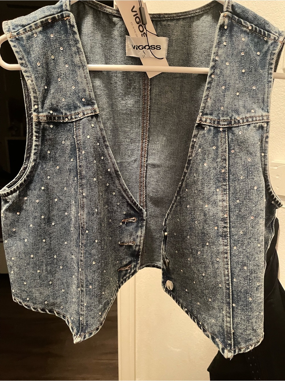 Vigoss Light Blue Denim Vest Blinged